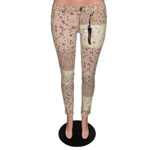 Lucky Brand NWT Charlie Skinny Jeans Low Rise Floral Print Size 27